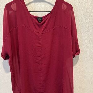 Worthington Burgundy Sheer Blouse